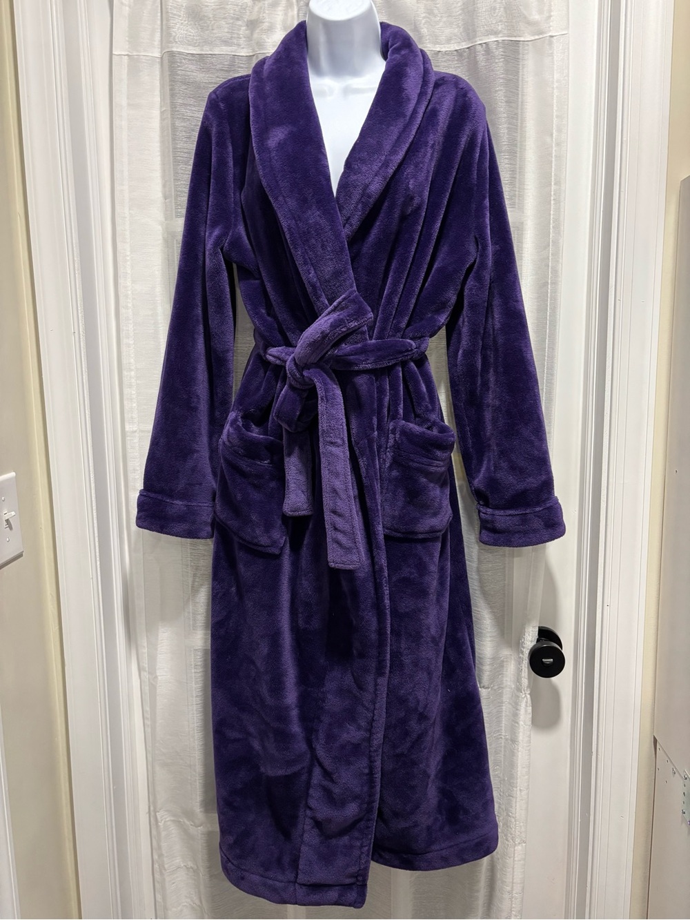 Nordstrom Fleece Plush Robe Bathrobe Belted Royal Purple Women’s Medium Cozy
